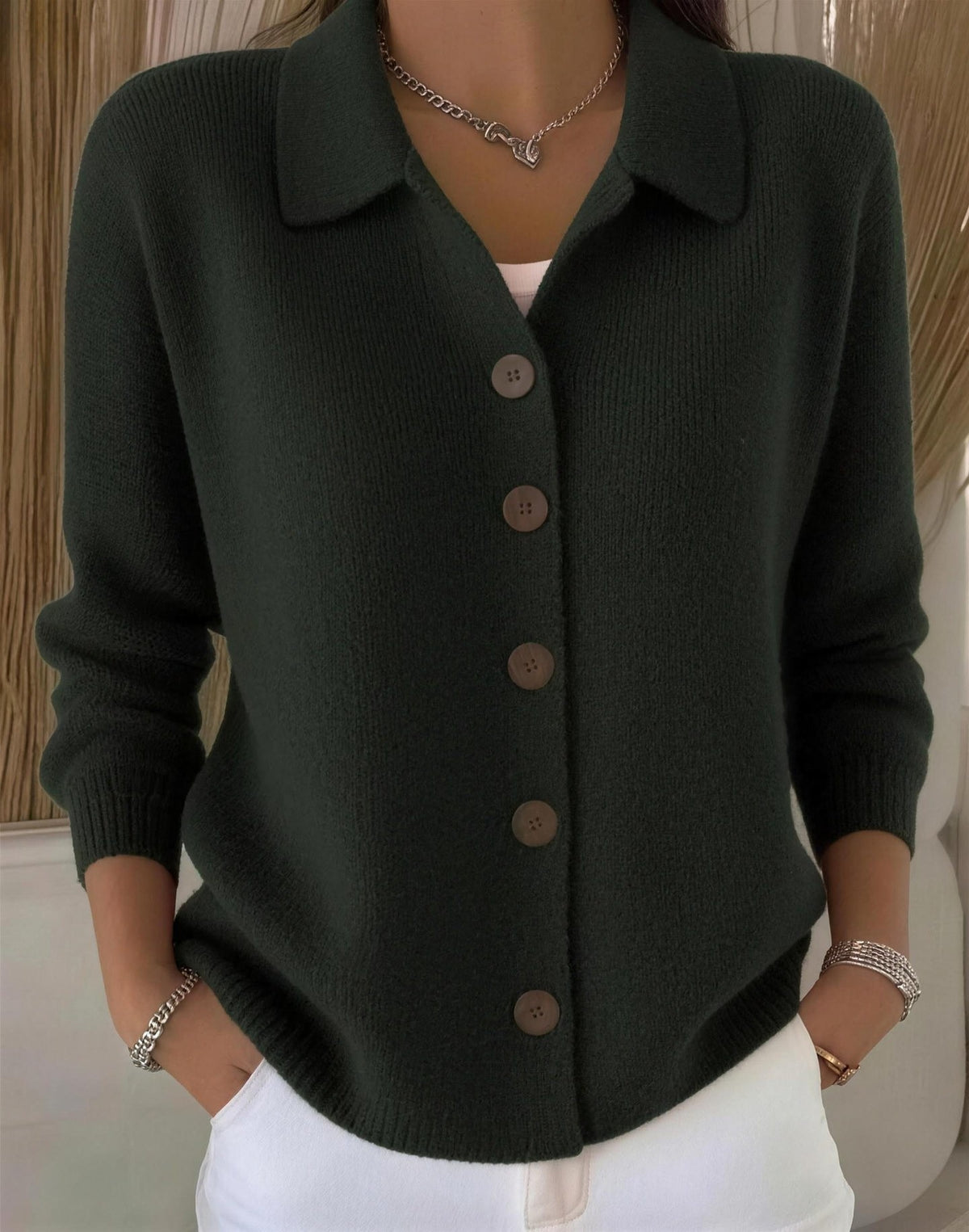 Josie | Collared Button Cardigan, colour Green