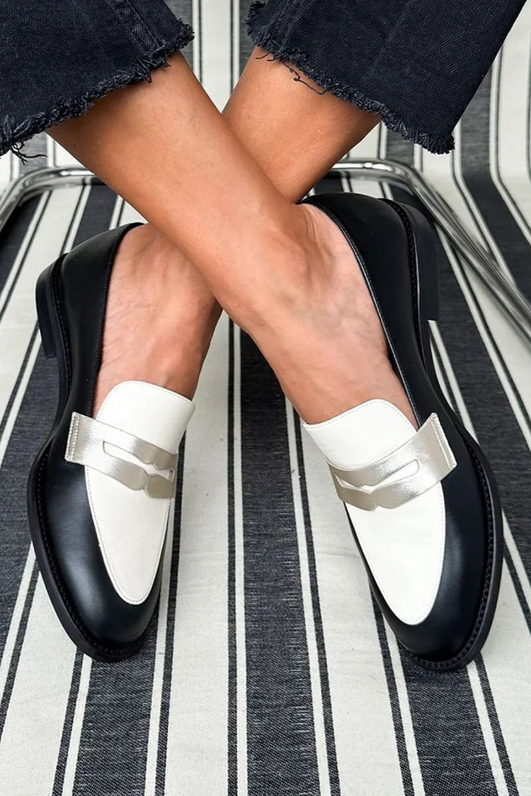 Ophelia | Black and White Penny Loafers
