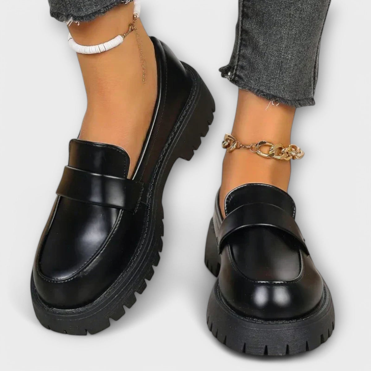 Pia | Chunky Sole Penny Loafers, colour Black