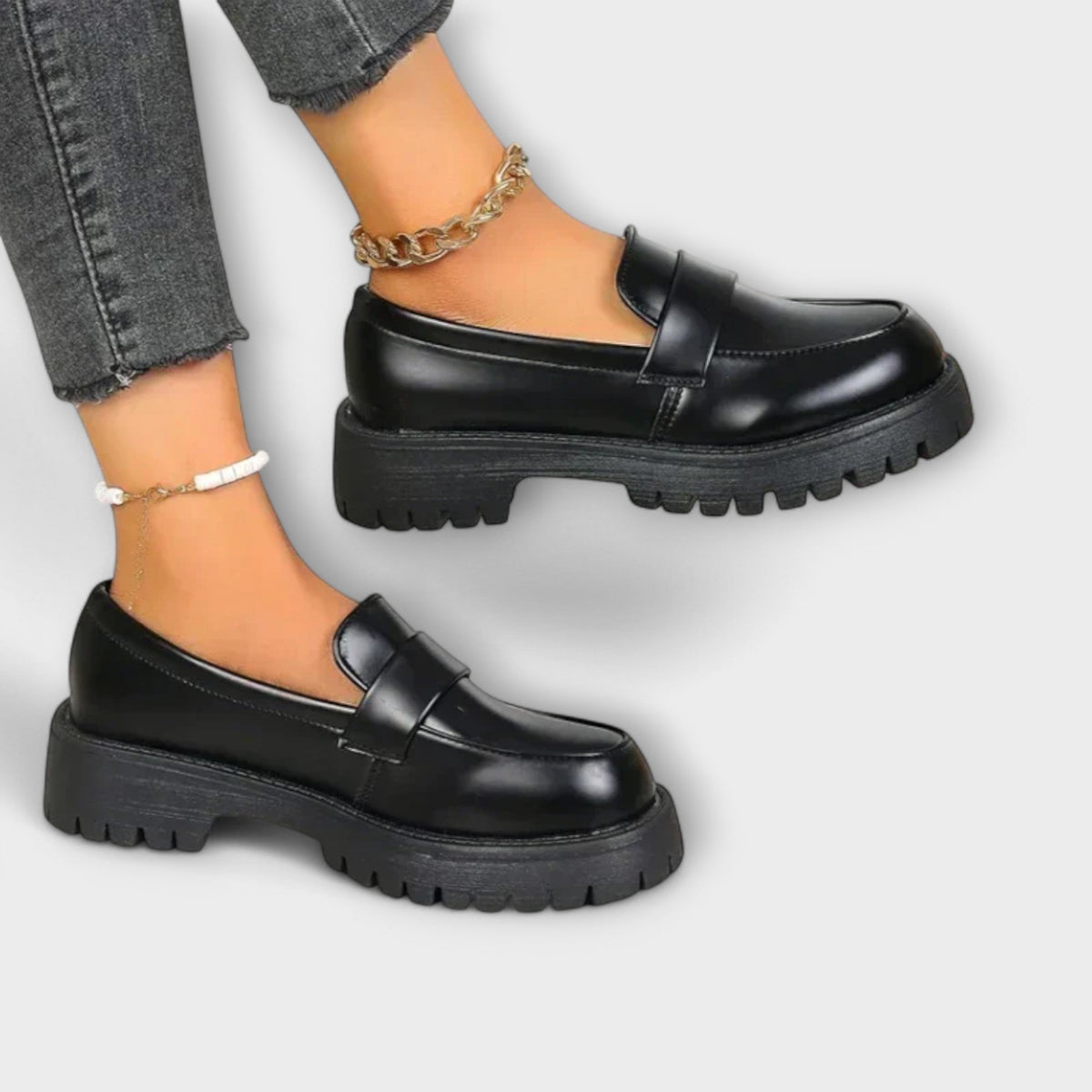 Pia | Chunky Sole Penny Loafers, colour Black
