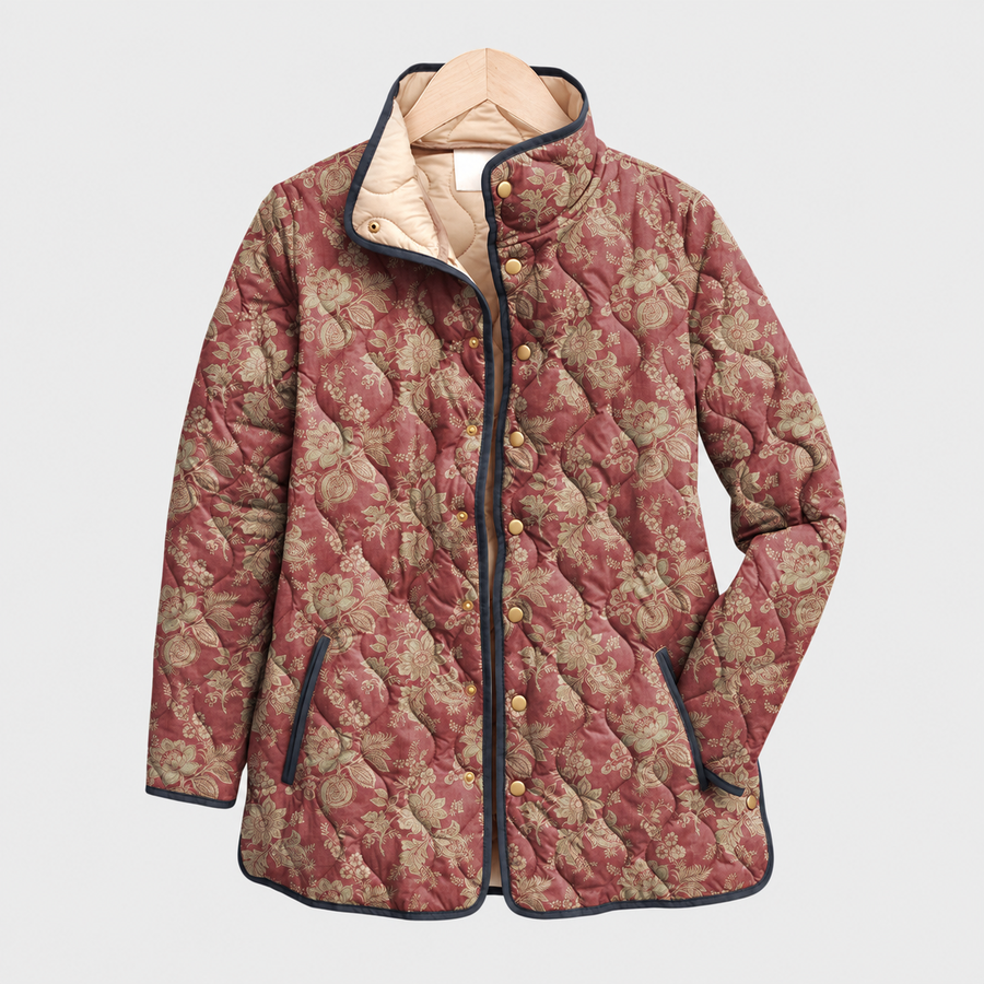 Pippa | Plum Damask Quilted Jacket