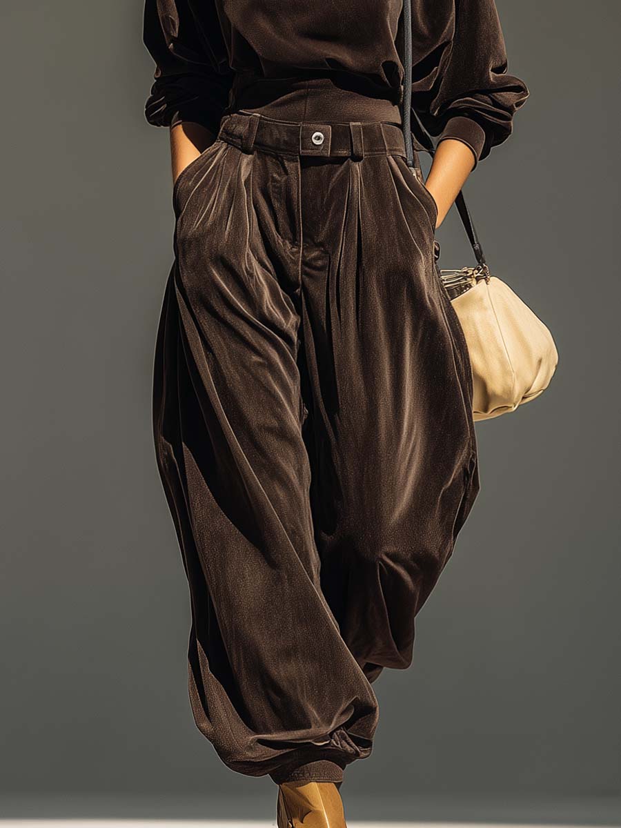 Prudence | Velvet Hoodie and Trouser Co-ord, colour Brown