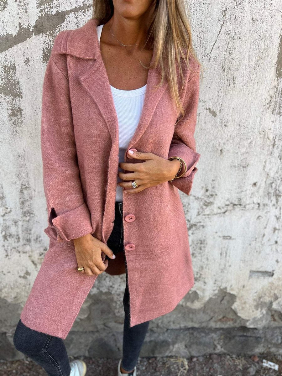 Rebecca | Relaxed Longline Lapel Coat, colour Pink