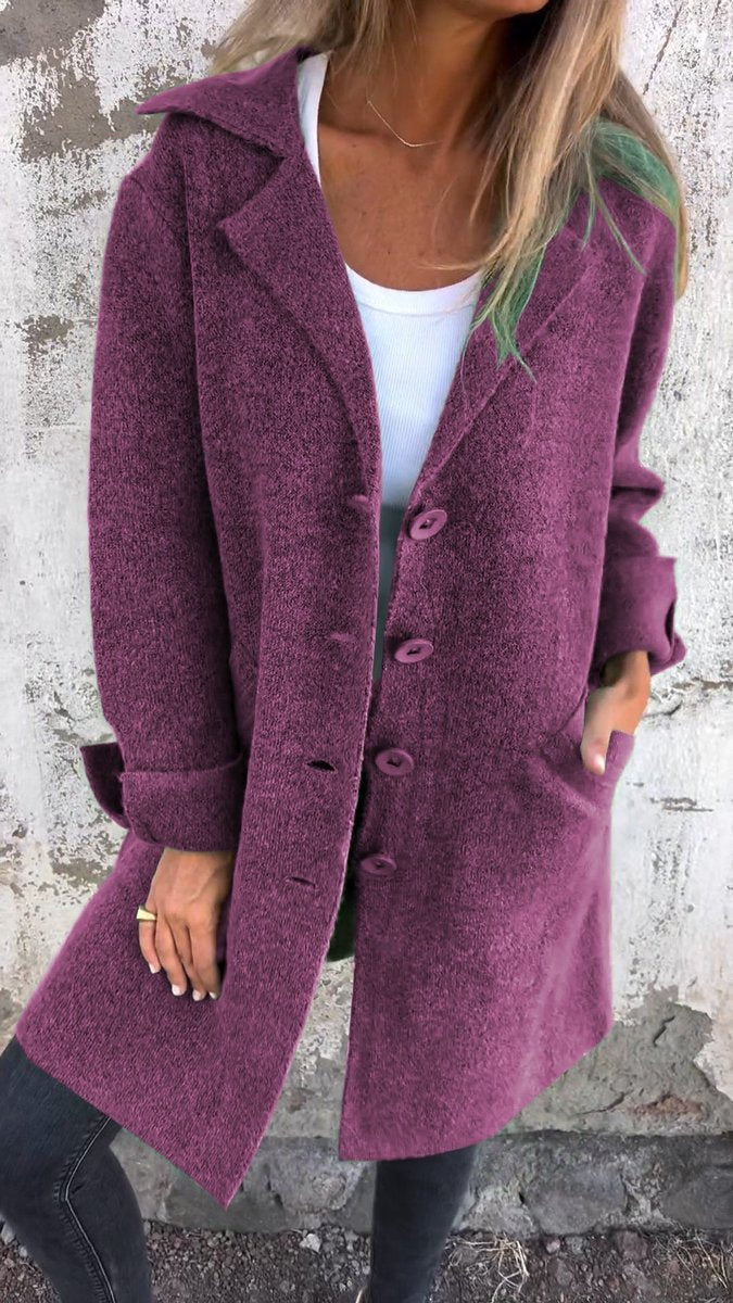 Rebecca | Relaxed Longline Lapel Coat, colour Purple