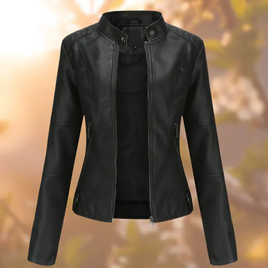 Regina | Slim Fit Zip-Up Moto Jacket