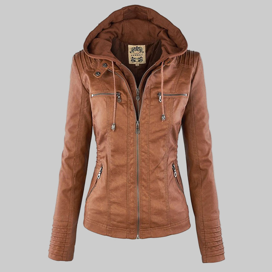 Rochelle | Hooded Zip-Up Moto Jacket