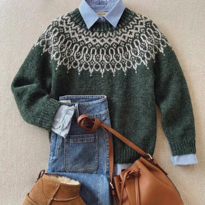 Runa | Forest Green Nordic Yoke Jumper, colour Forest Green