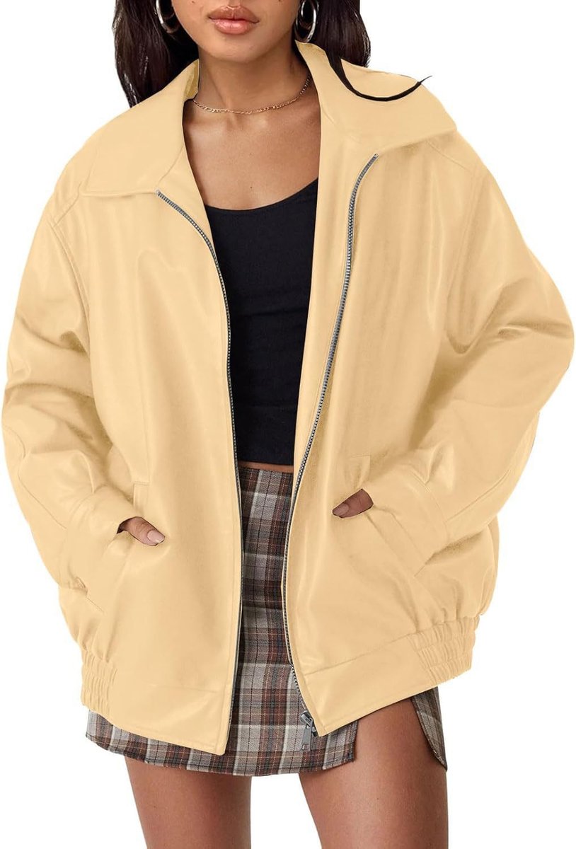 Sabrina | Relaxed Zip-Up Bomber Jacket, colour Apricot