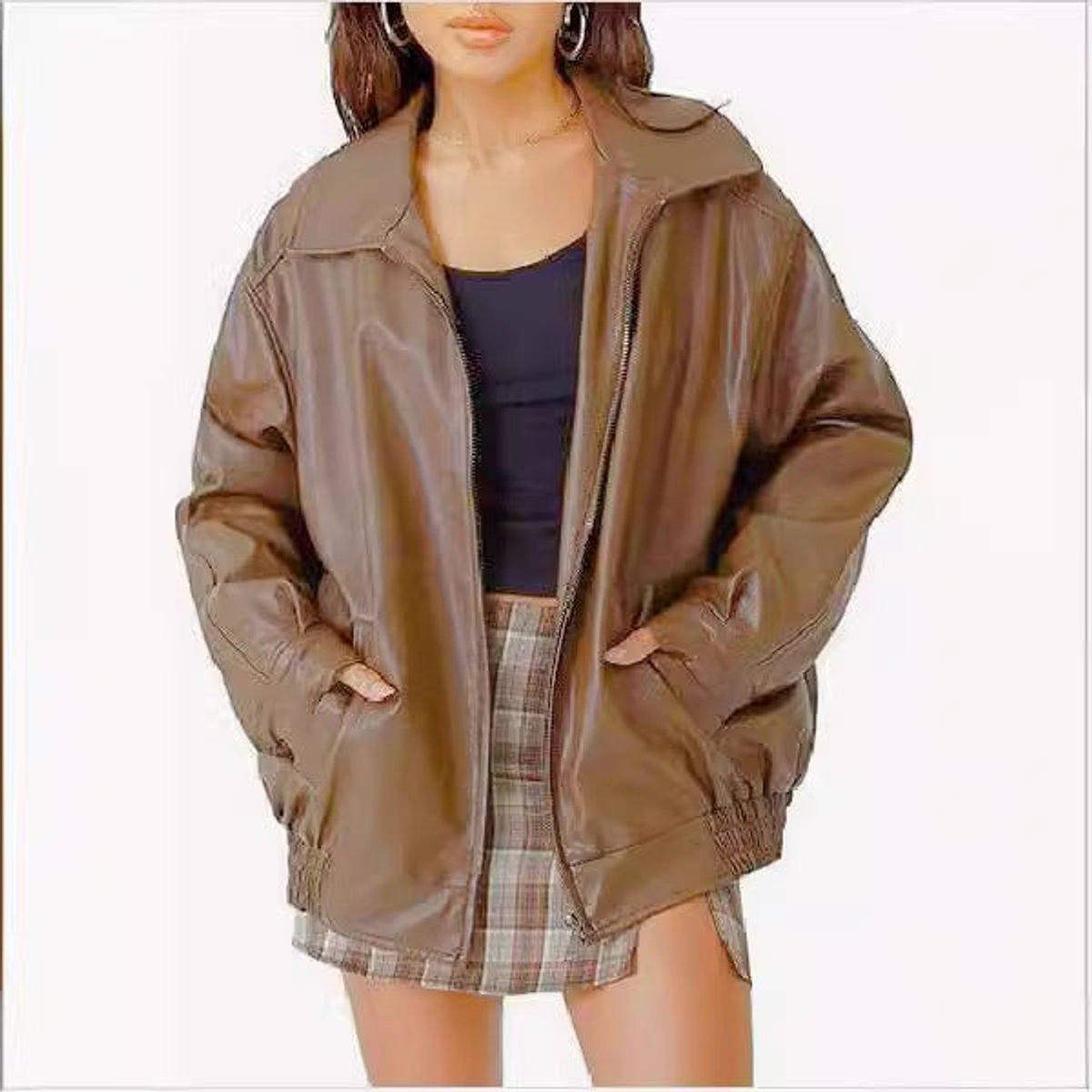 Sabrina | Relaxed Zip-Up Bomber Jacket, colour Camel