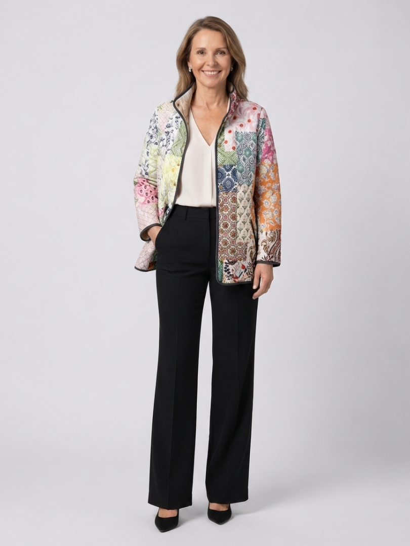 Saffron | Patchwork Print Quilted Jacket, colour Bohemian Patchwork