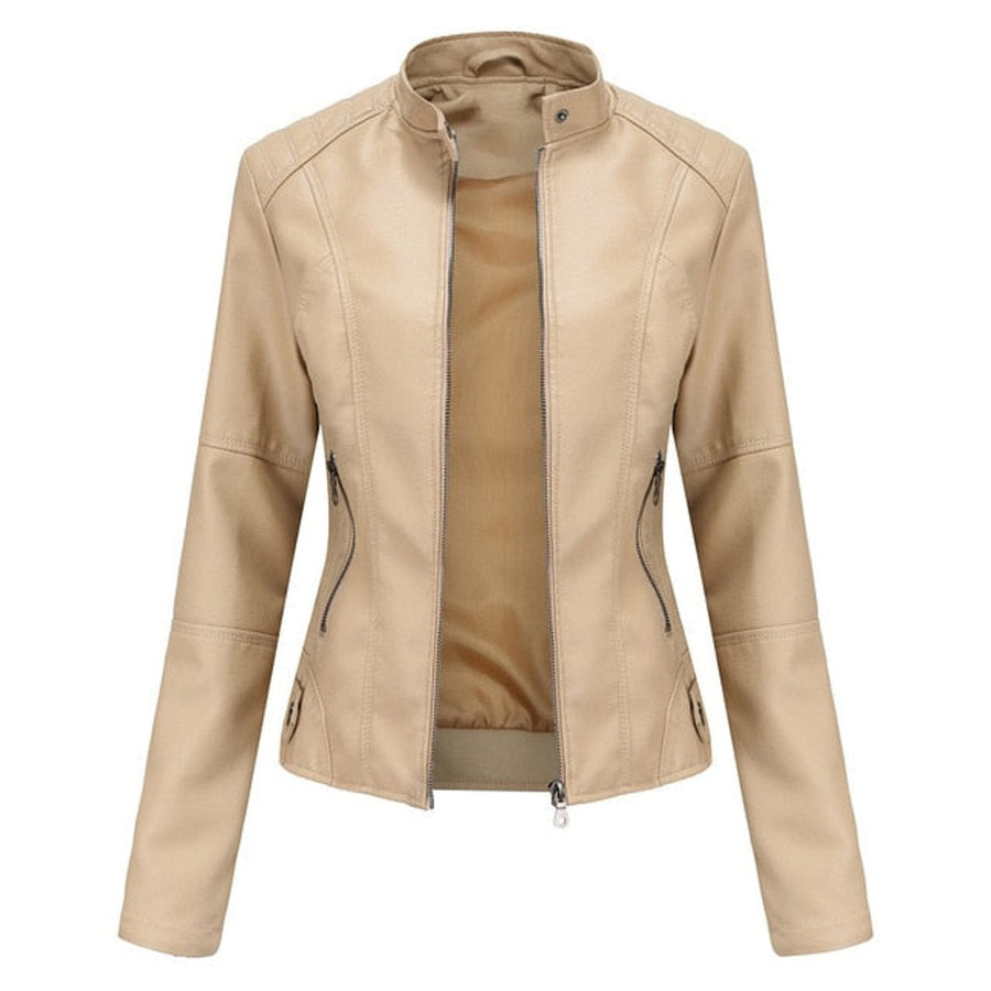 Sandra | Stand Collar Zip Moto Jacket