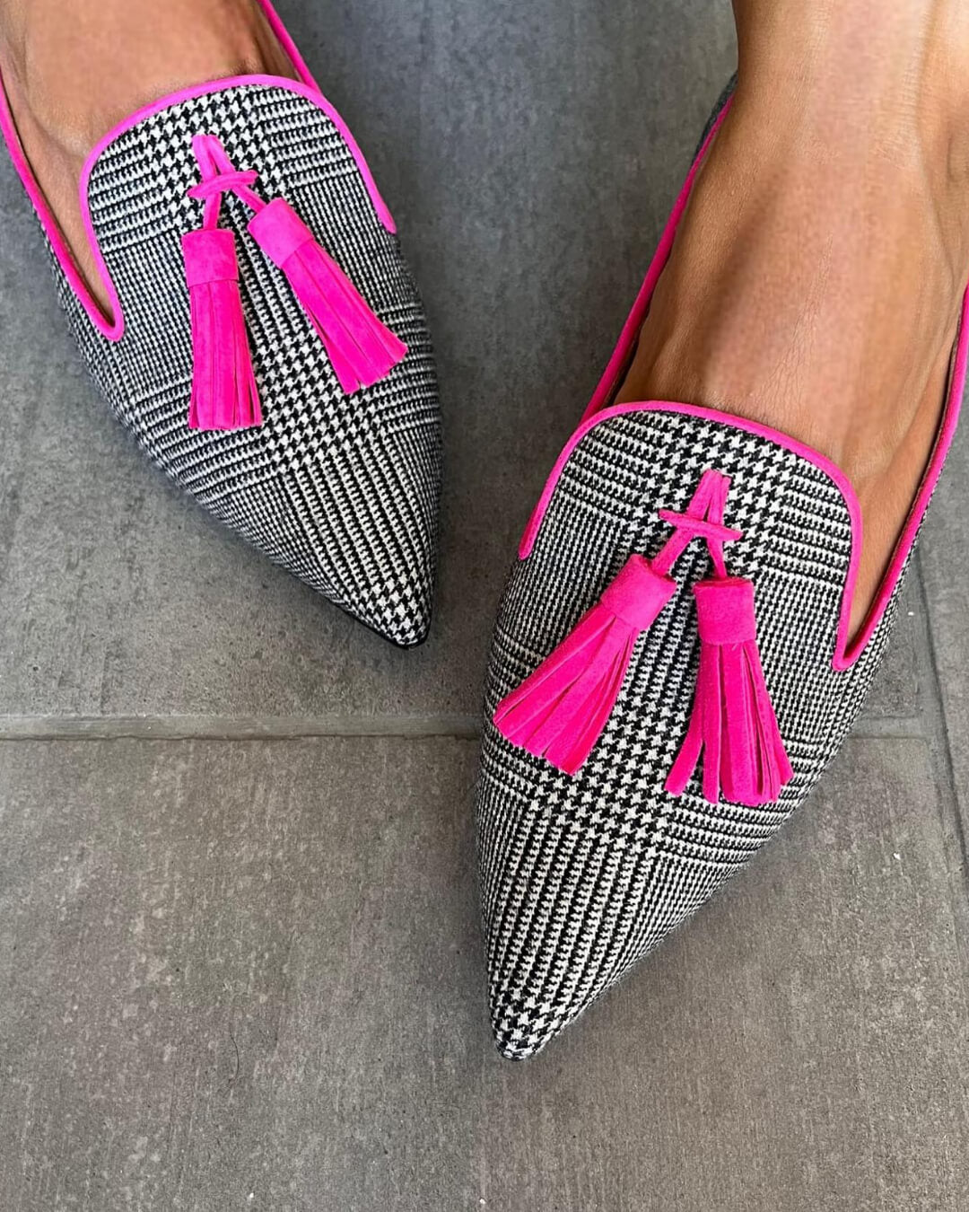 Saylor | Houndstooth Fluo Tassel Loafers, colour Houndstooth