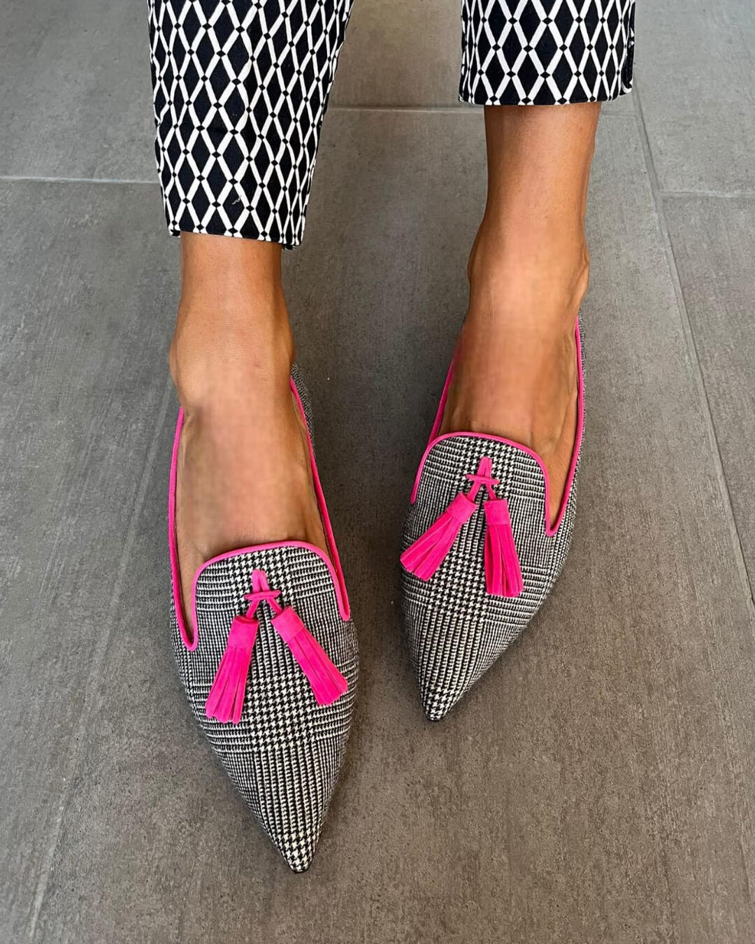 Saylor | Houndstooth Fluo Tassel Loafers, colour Houndstooth