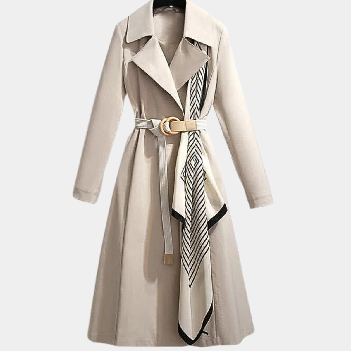 Selina | Belted Classic Midi Trench Coat, colour Beige