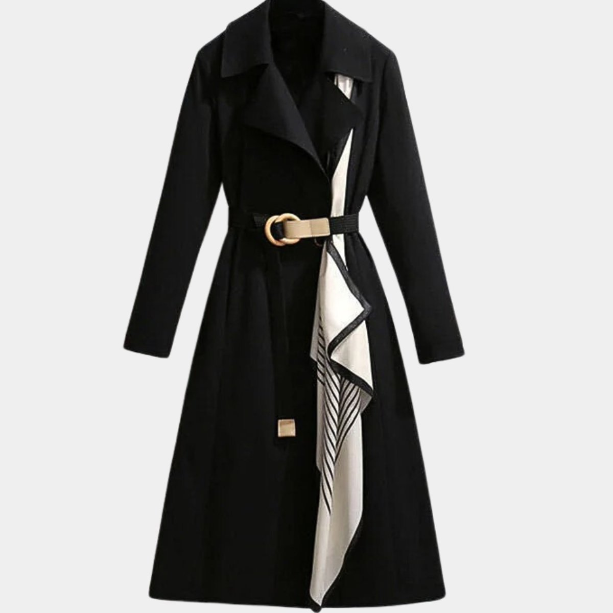 Selina | Belted Classic Midi Trench Coat, colour Black