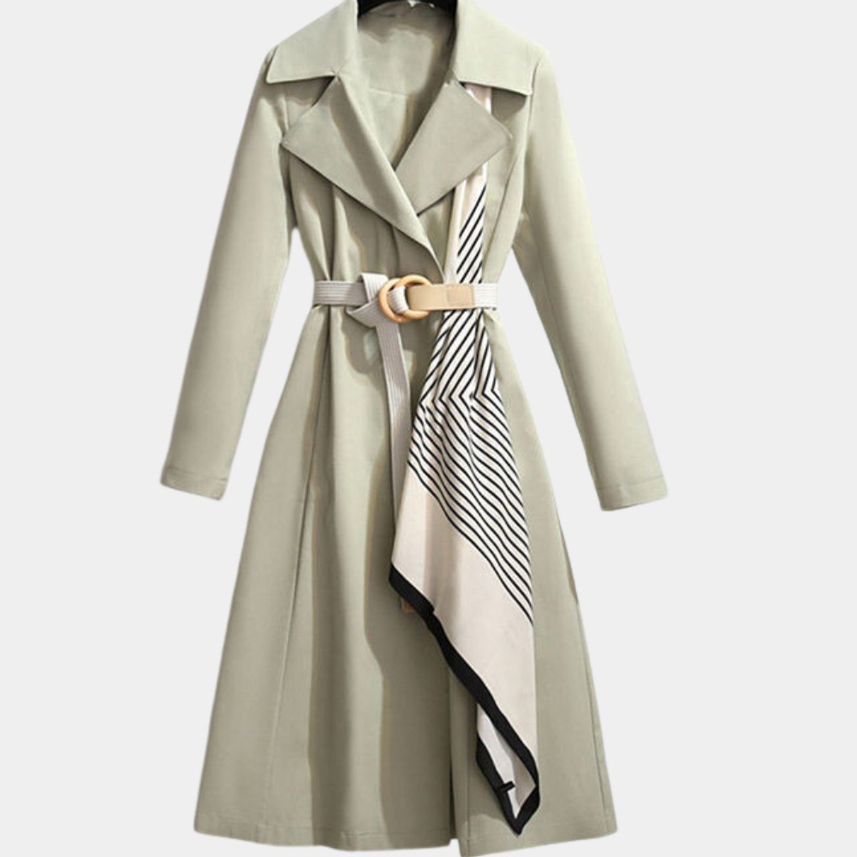 Selina | Belted Classic Midi Trench Coat, colour Green