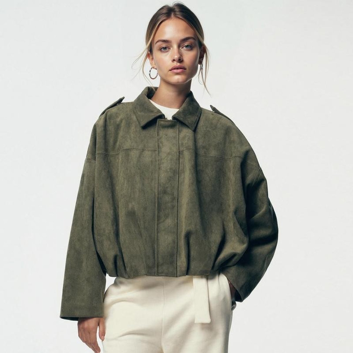 Sienna | Relaxed Oversized Bomber Jacket, colour Olive