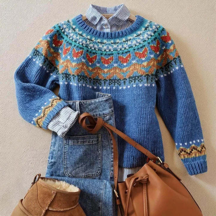 Signe | Denim Blue Nordic Jumper, colour Denim Blue