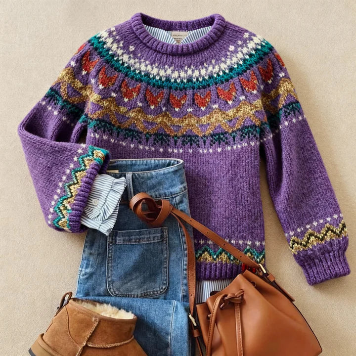 Sigrun | Purple Fair Isle Jumper, colour Purple