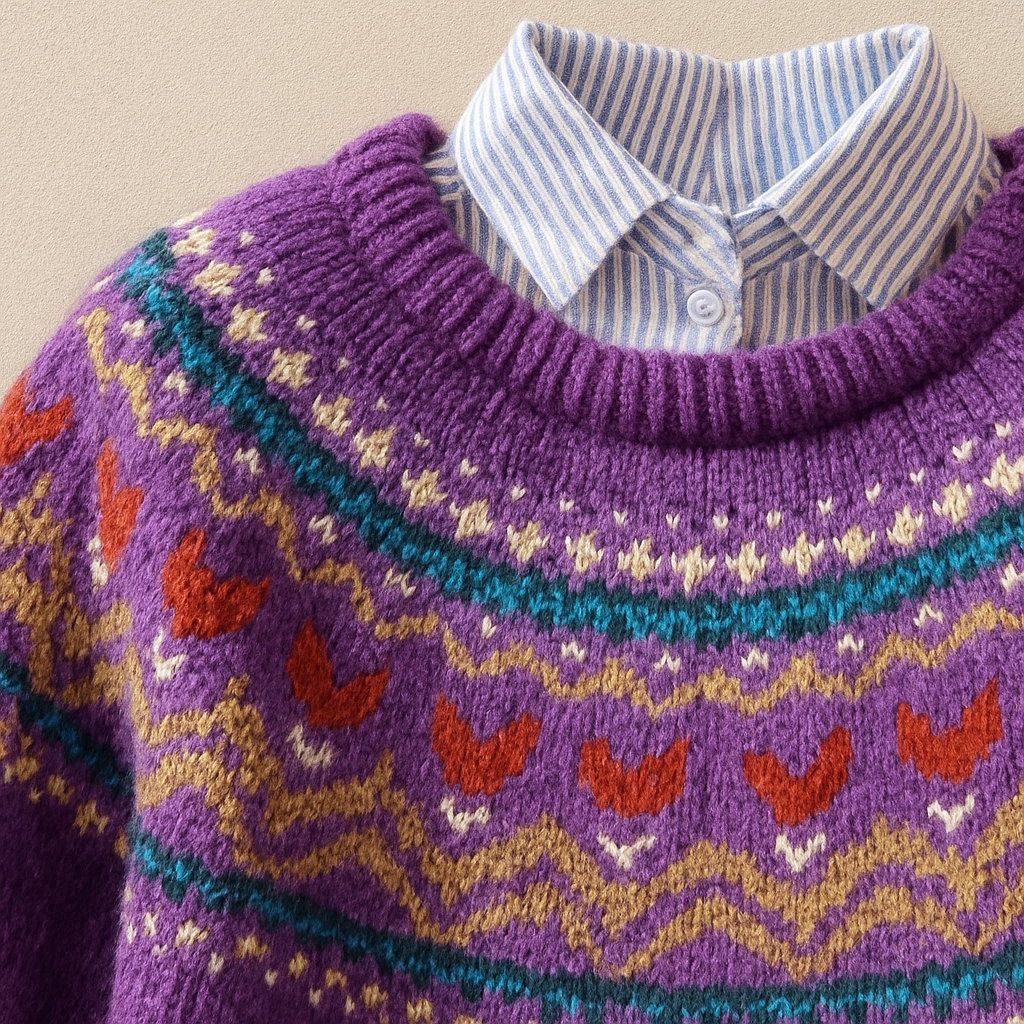 Sigrun | Purple Fair Isle Jumper, colour Purple