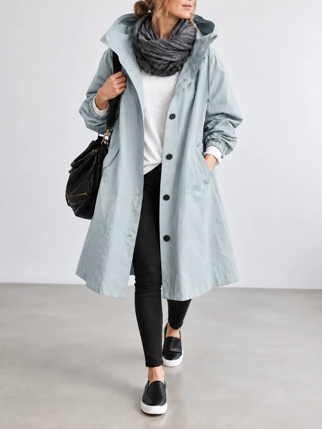 Skye | Oversized Hooded Button Coat, colour Sky Blue