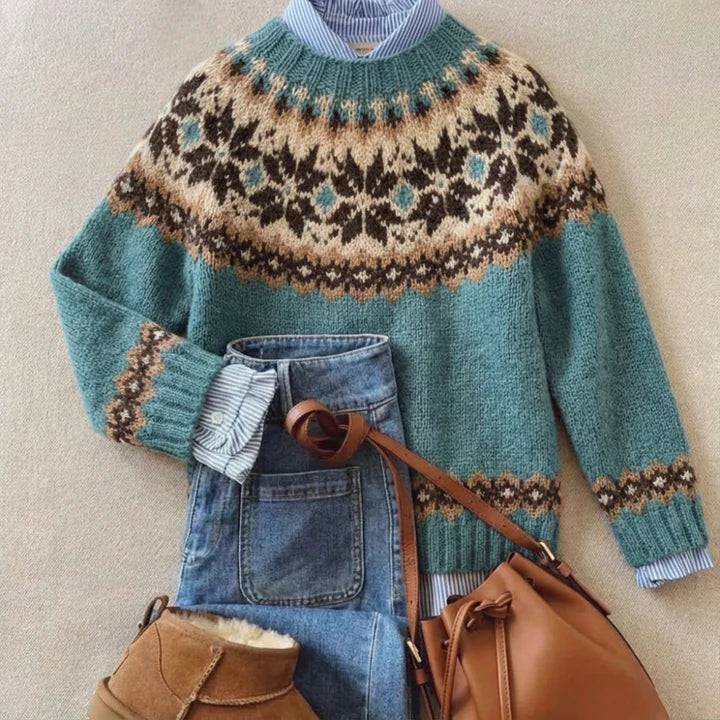 Solveig | Sea Blue Snowflake Jumper, colour Sea Blue