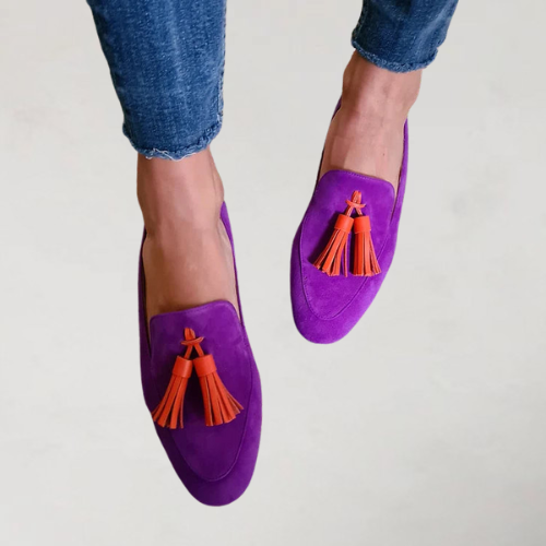 Tamara | Purple Suede-Look Tassel Loafers