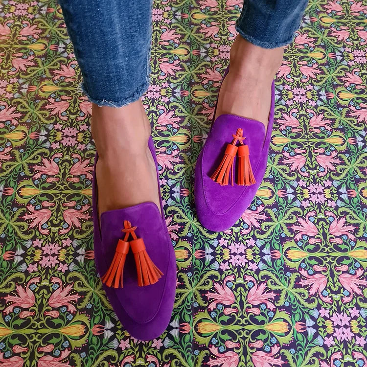Tamara | Purple Suede-Look Tassel Loafers, colour Purple