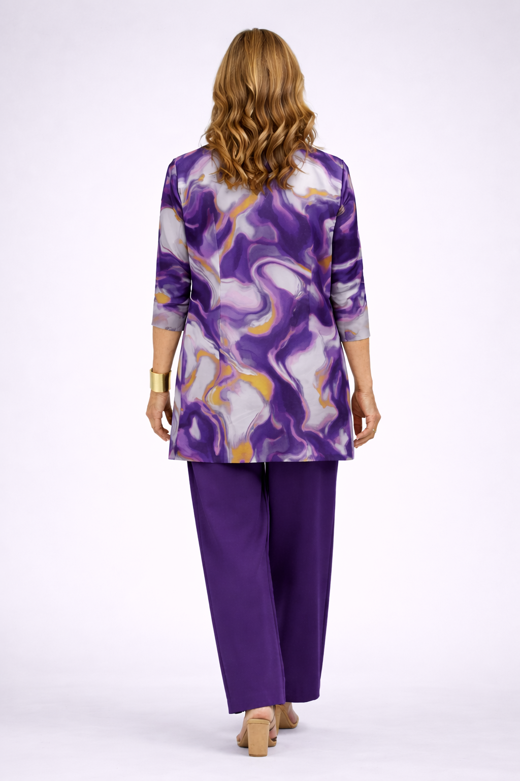 Thelma | Purple Marble Print Three-Piece Set, colour Purple