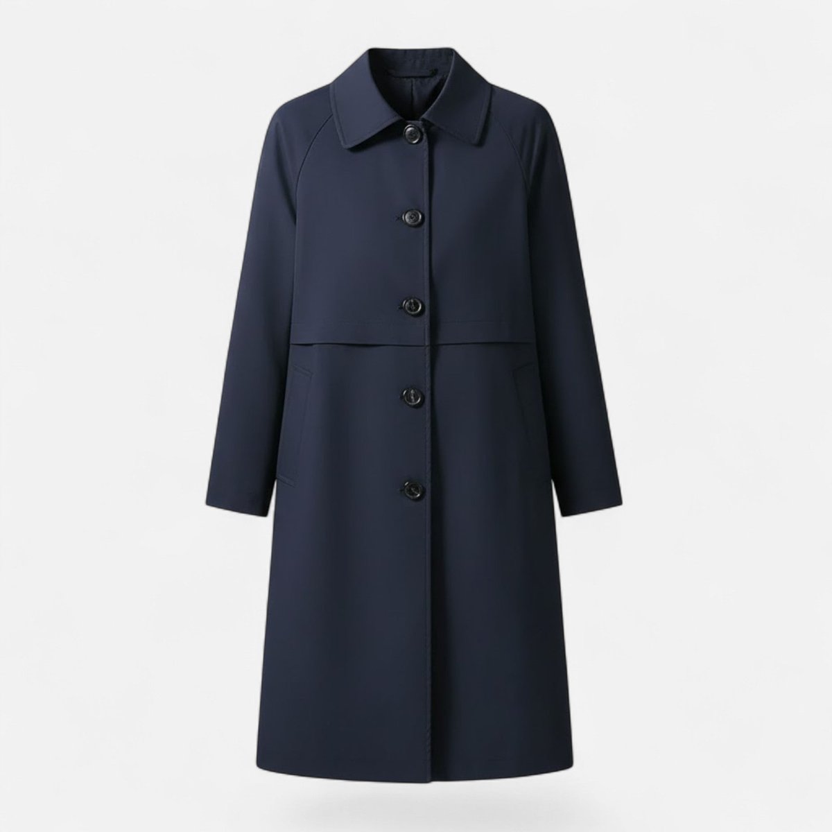 Vanora | Tailored Double-Breasted Mid-Length Coat, colour Navy Blue