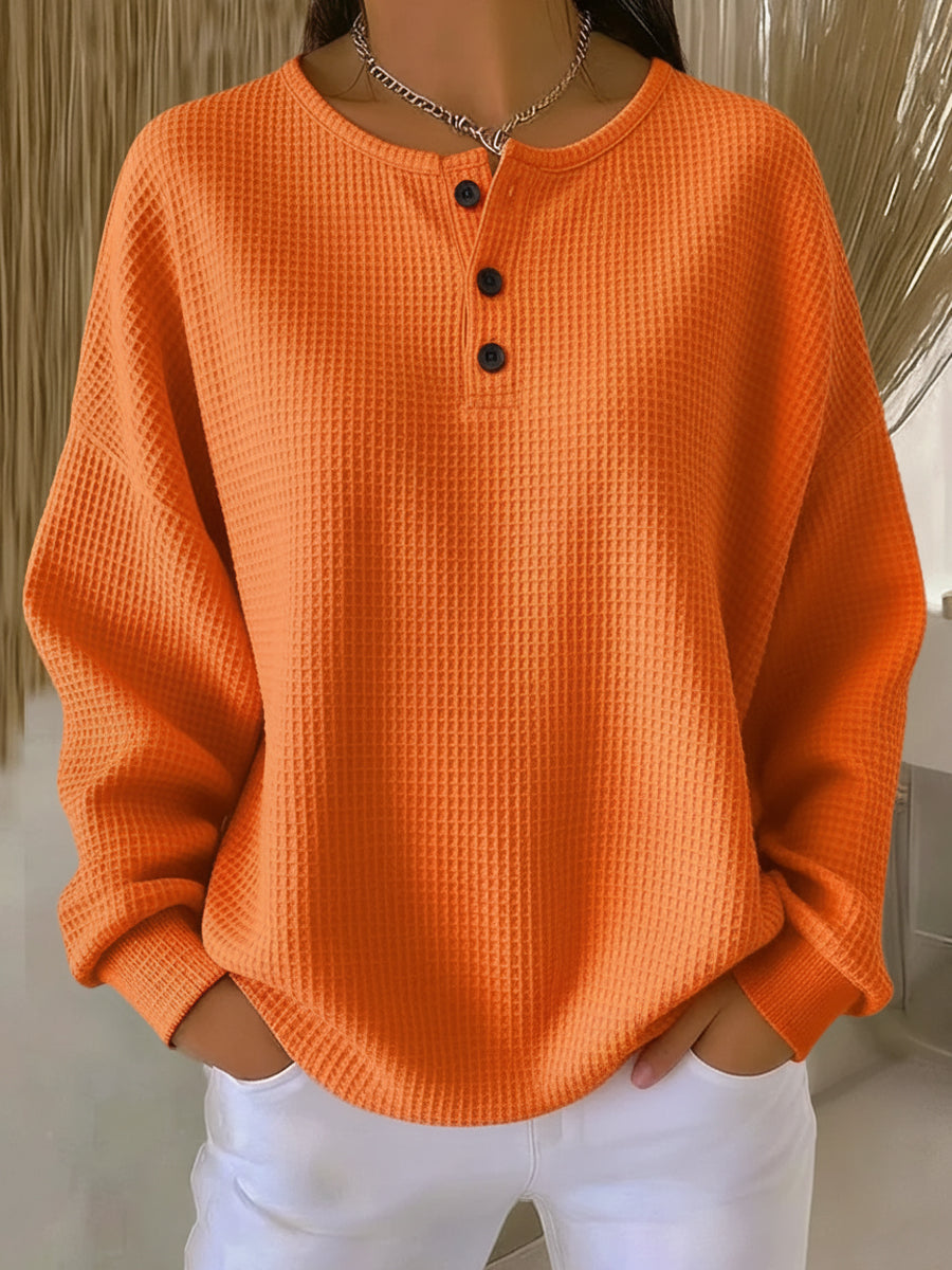 Verity | Waffle Henley Sweatshirt