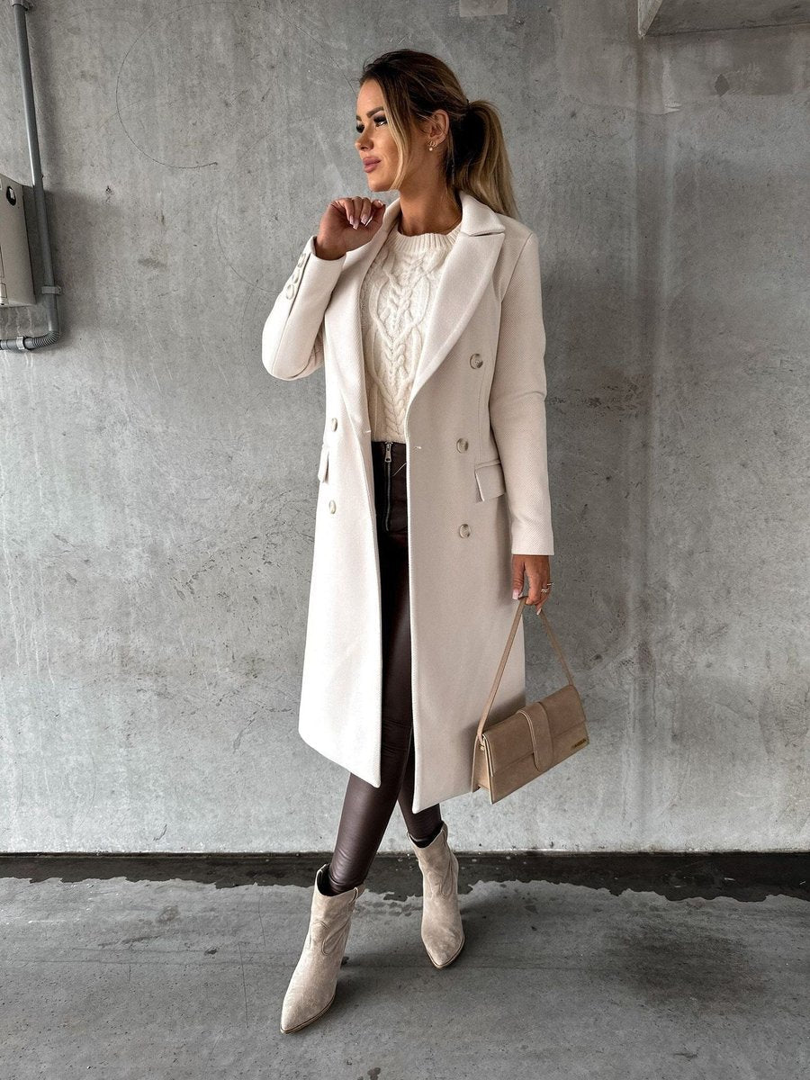 Victoria | Double-Breasted Longline Overcoat, colour Beige