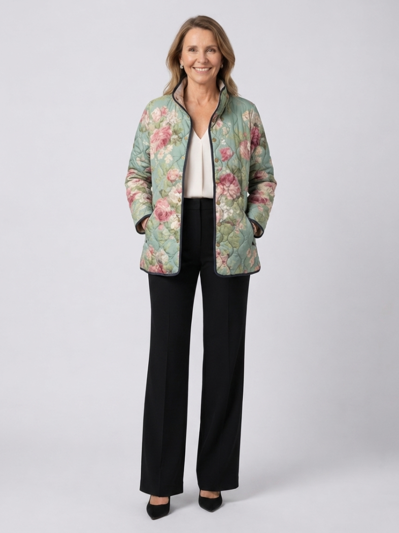 Vita | Sage Rose Quilted Jacket, colour Green