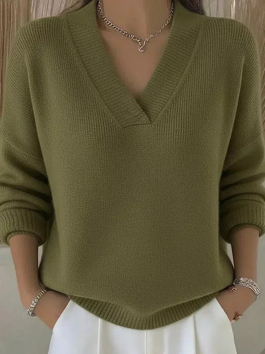 Nancy | Relaxed V-Neck Jumper, colour Green