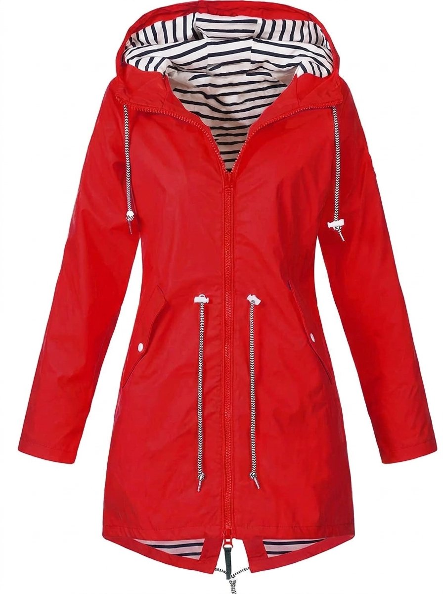 Wendy | Hooded Drawstring Raincoat, colour Red
