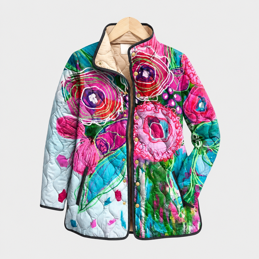 Winnie | Watercolour Floral Quilted Jacket