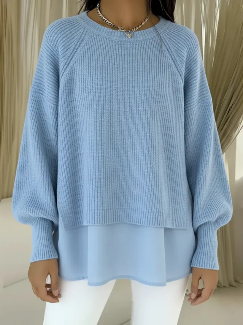 Wren | Layered-Look Knit Jumper, colour Blue