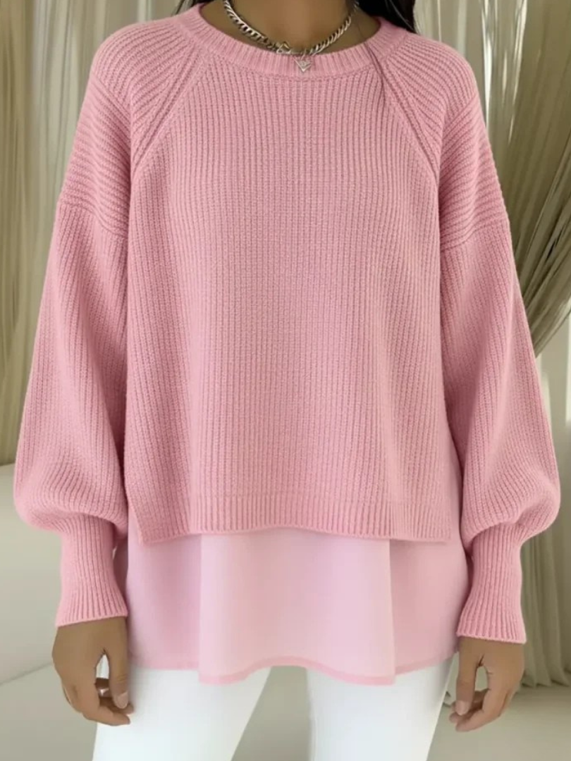 Wren | Layered-Look Knit Jumper, colour Pink
