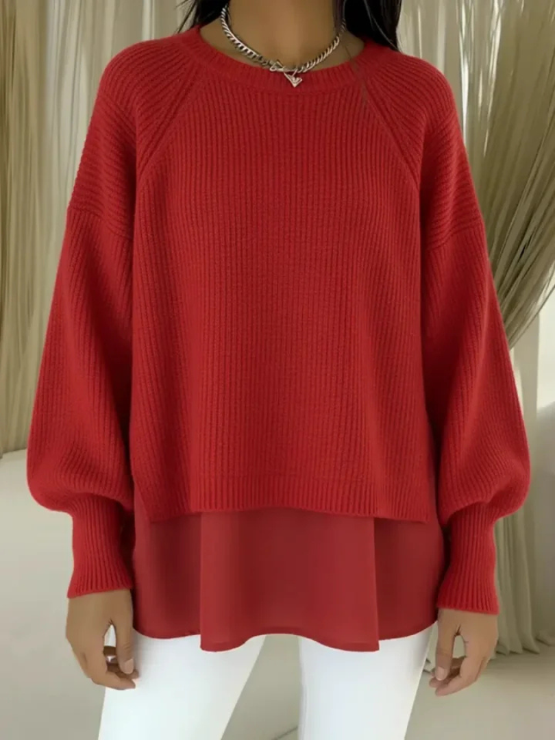 Wren | Layered-Look Knit Jumper, colour Red