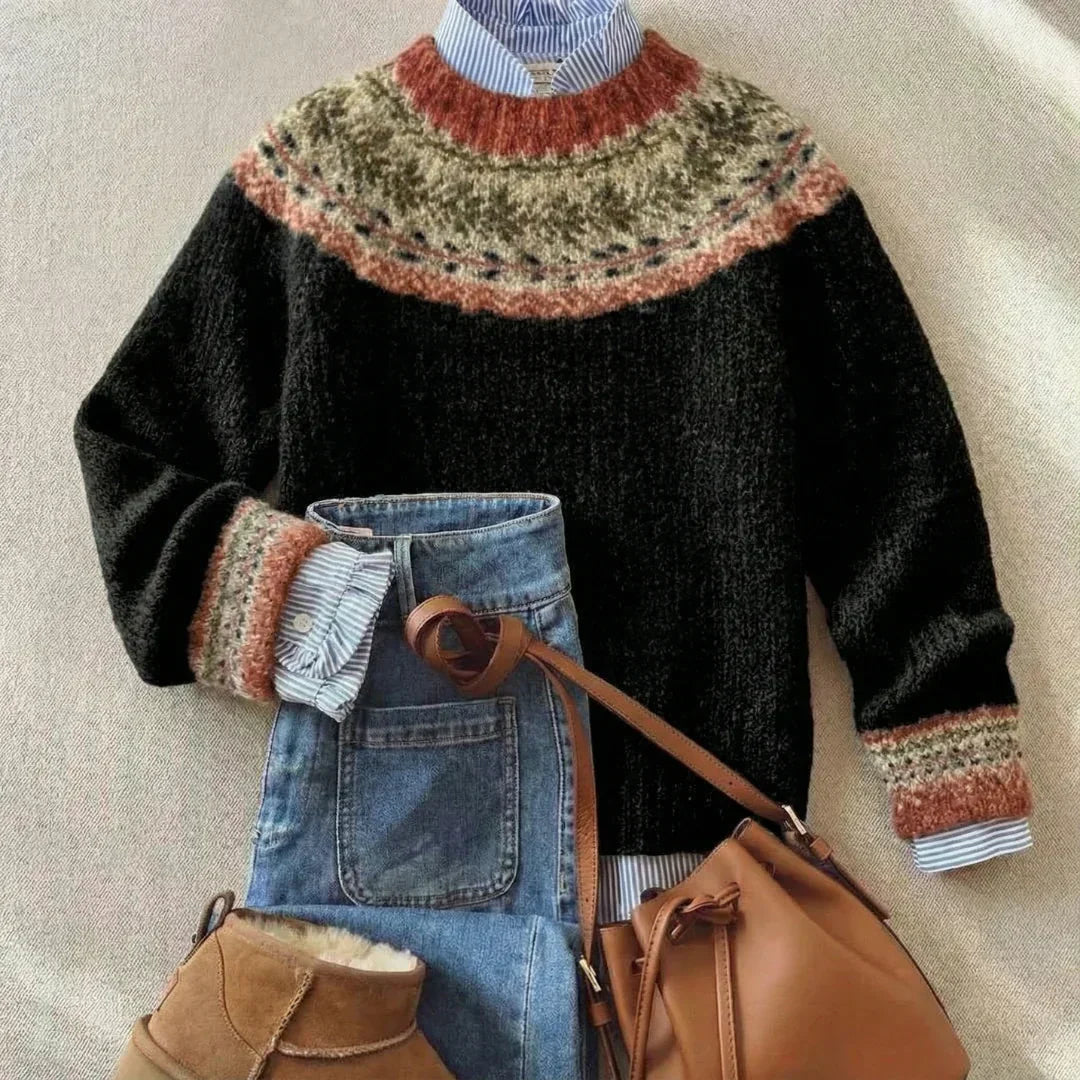 Ylva | Black Nordic Yoke Jumper, colour Black