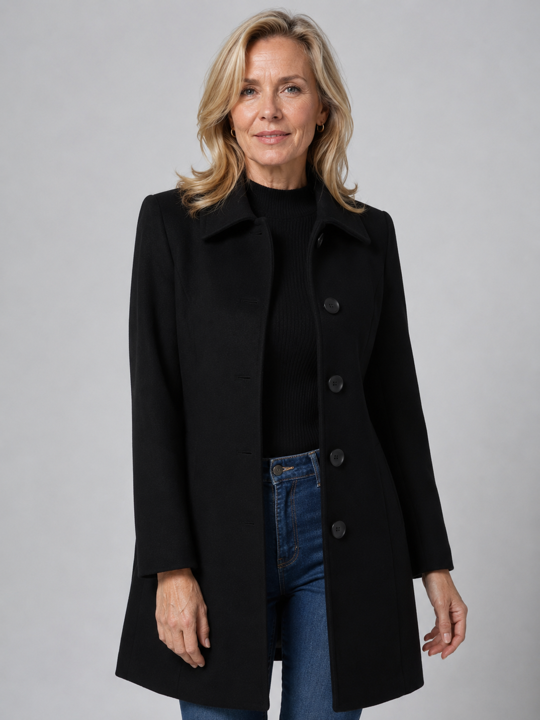 Lenora Fit And Flare Coat in Black