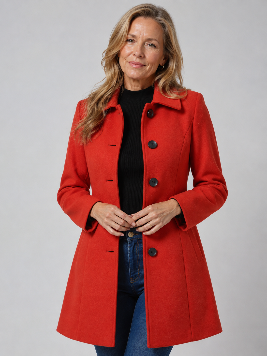 Lenora Fit And Flare Coat in Red