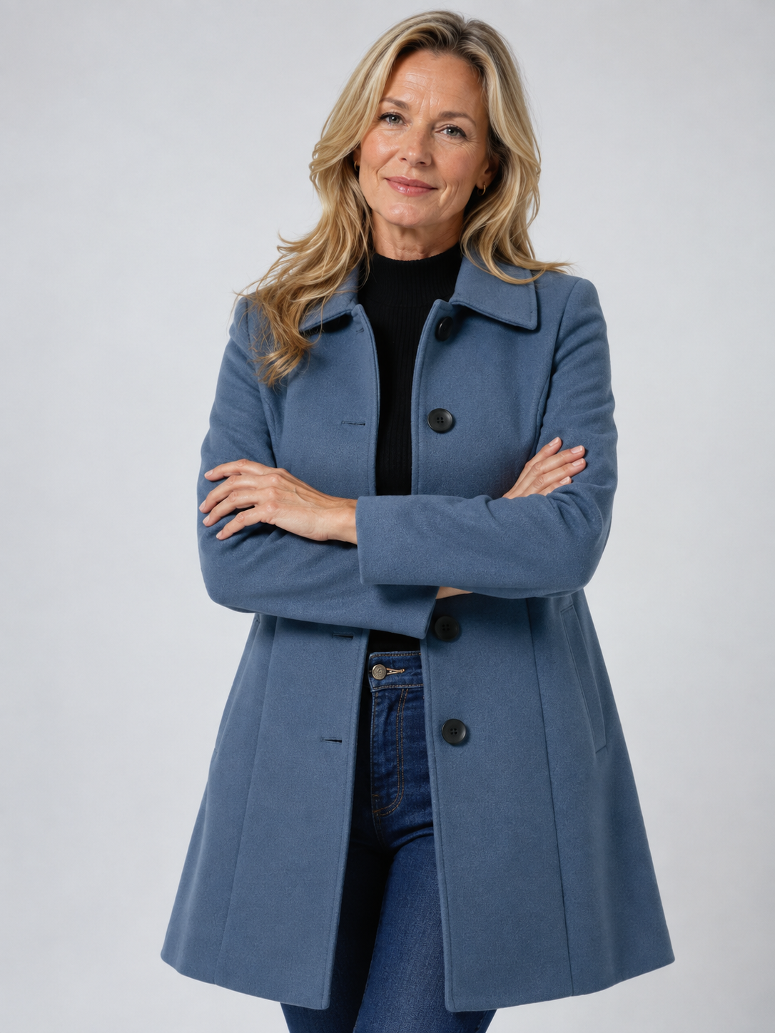 Lenora Fit And Flare Coat in Blue