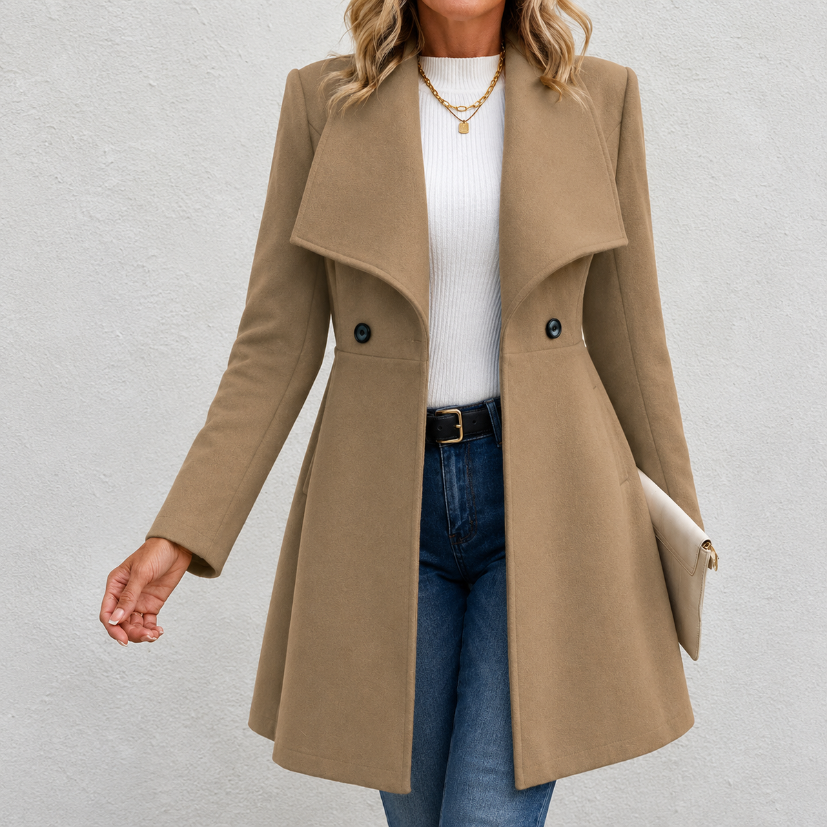 Louisa Long Coat in Beige